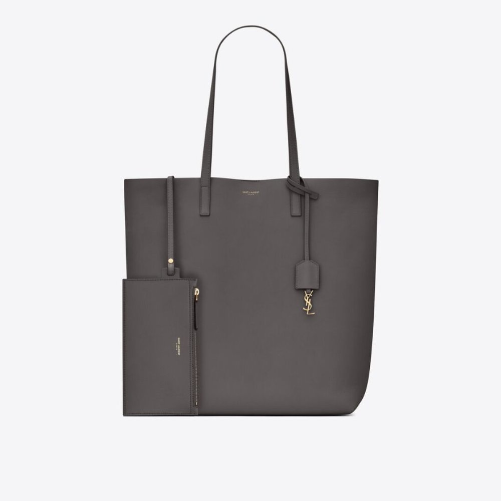 Saint Laurent Shopper Tote Leather Tall in Grey